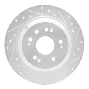 Honda CrossTOUR Brake Rotor (1) - Rear Right - R1 Concepts - Drilled & Slotted - Silver - `10-`15